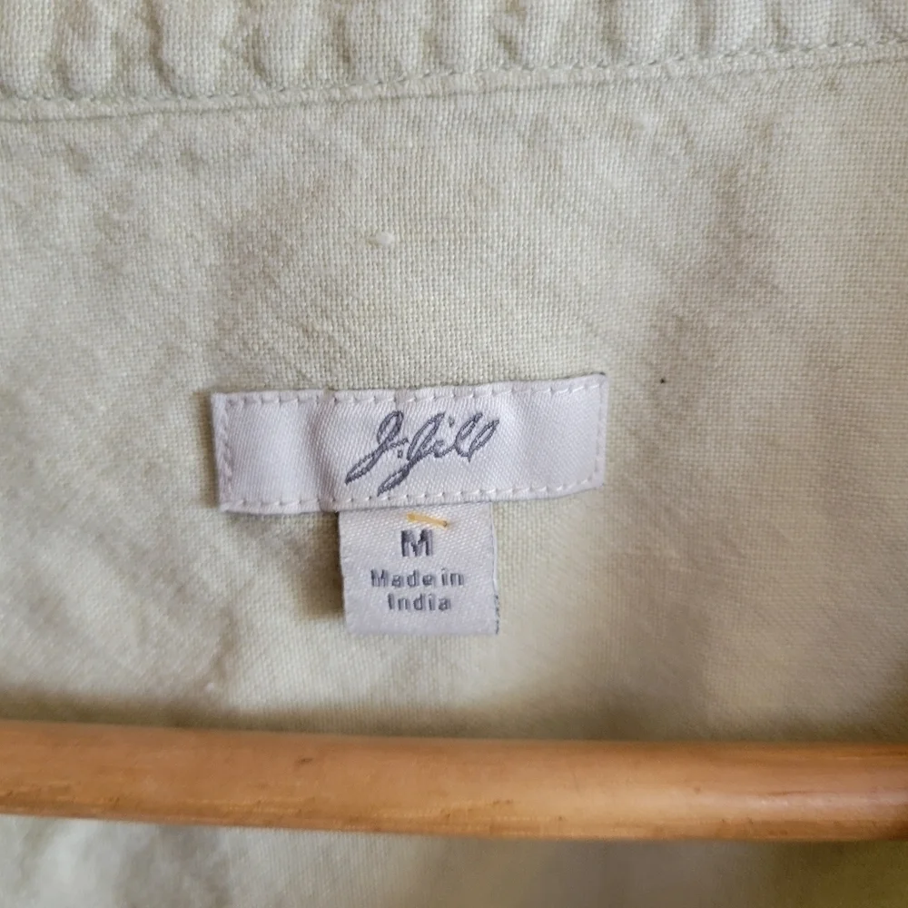 J. Jill Linen Cotton Long Sleeve Button Down Tunic Light Green M Medium